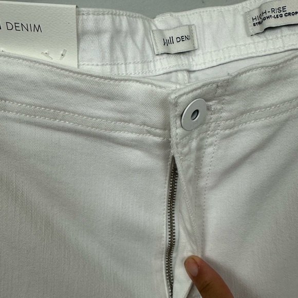 NWT J.Jill Denim High Rise Straight Leg Fringe Hem Crop White Sz 20 - Picture 7 of 13
